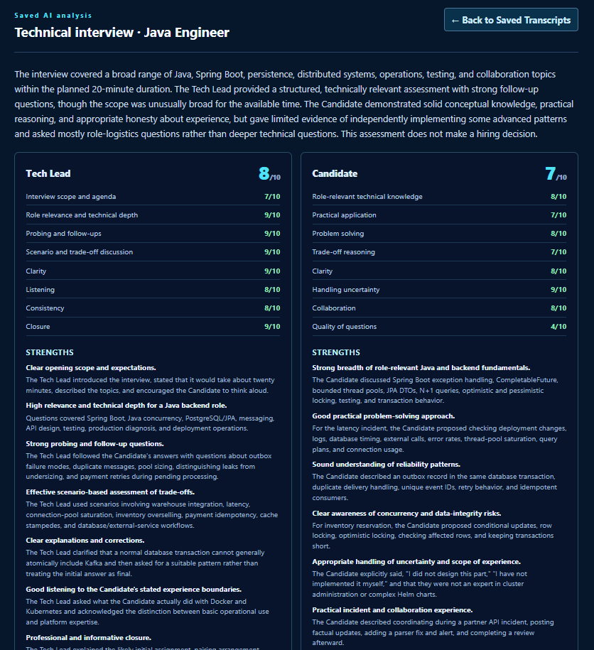 Job Interview Analyzer technical interview analysis